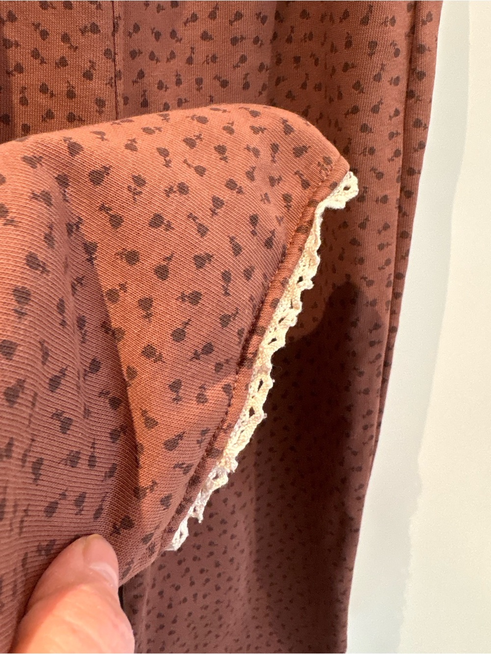 Zara Printed Sweatshirt and Pants Lace Trim Brown - Peter Pan Collar Size 6 - Picture 9 of 10